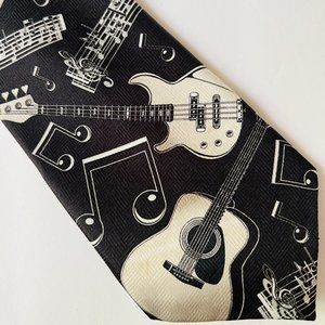 ADDICTION "Guitar & Music" Novelty Tie 100% Polyester EUC